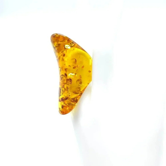 Modernist Faux Amber Abstract Boho Hippie Large Ring Size 7.5 - Picture 2 of 4